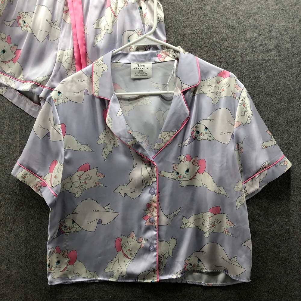 Disney Primark Marie Aristocats Pajama Set Womens Small Purple Satin Shorts - Picture 5 of 13